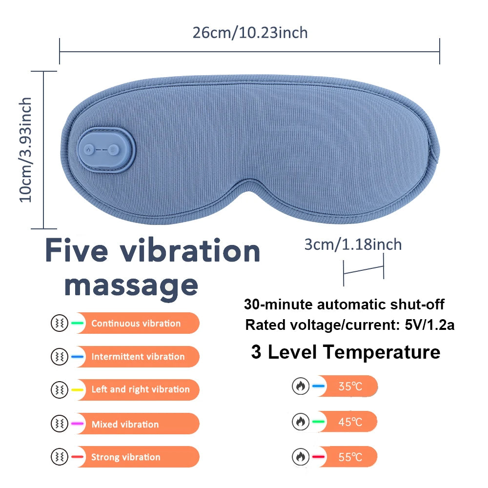 USB Heated Eye Mask with Vibration Massage – Relieve Eye Fatigue, Dry Eyes, and Promote Sleep for Home, Office & Travel