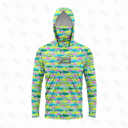 Men's Fishing Shirt with Sun Protection – All in One Hoodie Mask, UPF 50+ T-Shirt for Hunting, Camping & Angling