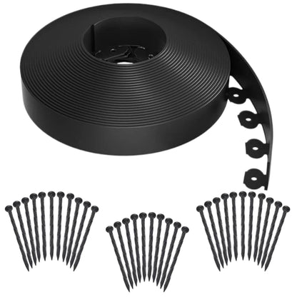 No-Dig Landscape Edging Kit - 33-100FT Plastic Garden Border with Anchoring Spikes