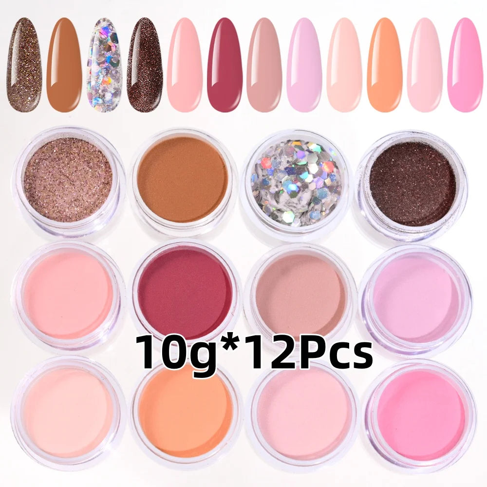 50g/100g Nude Nail Acrylic Powder Bulk Set – 4-in-1 Solid Crystal Extension, Dipping & Engraving Nail Art Monomer Wholesale