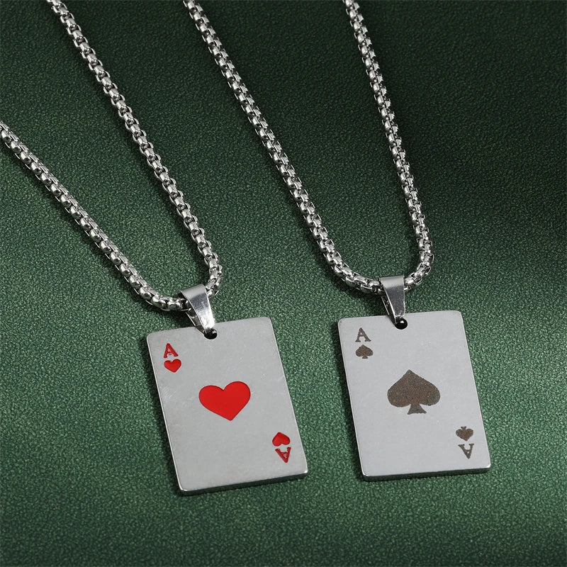 Ace of Spades Playing Card Necklace – Trendy Pendant Chain for Men & Women