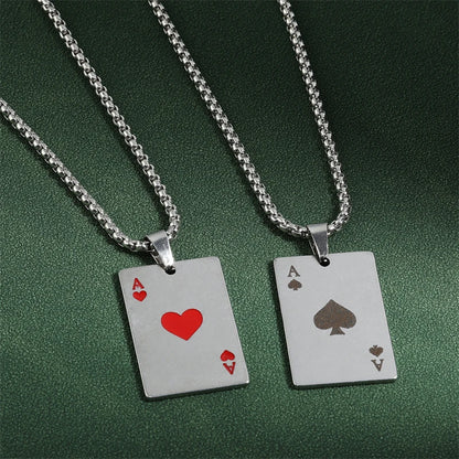 Ace of Spades Playing Card Necklace – Trendy Pendant Chain for Men & Women