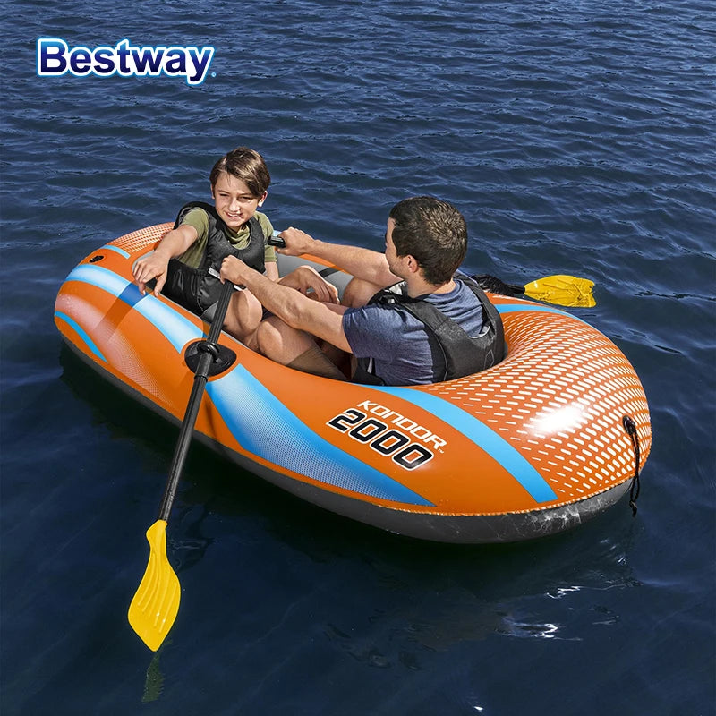 Bestway 61136/61140/61142/61146 Heavy-Duty Inflatable Kayak – 1-3 Person PVC Rafting Boat for Adventure & Thrilling Rides