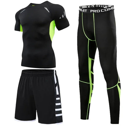 Men's Running Tracksuit Set - Compression Fitness Sportswear With Leggings, Gym Tights & Training Sweatpants