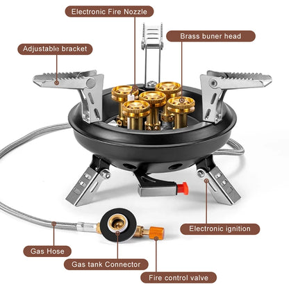 BRS-201A Portable Camping Gas Stove – 16000W High Pressure Propane Butane Burner – Outdoor Emergency Stove with Piezo Ignition