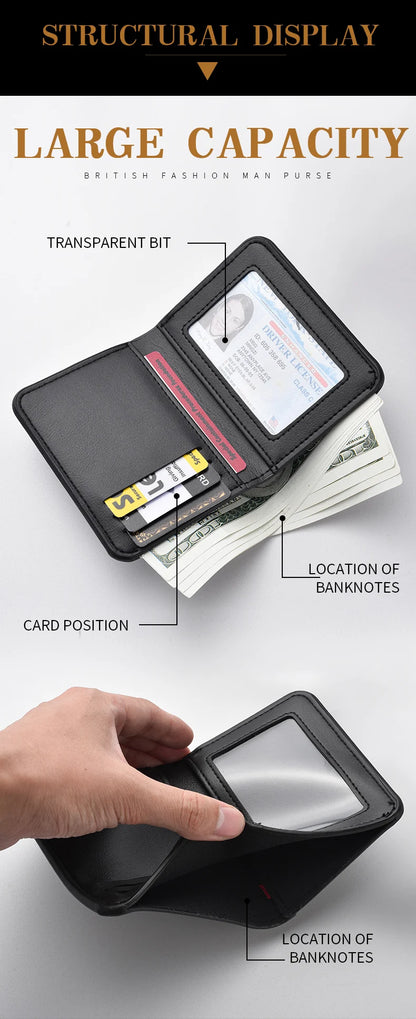 Ultra-Thin Mini PU Leather Credit Card Wallet – High-Quality Vertical Men’s Wallet Holder