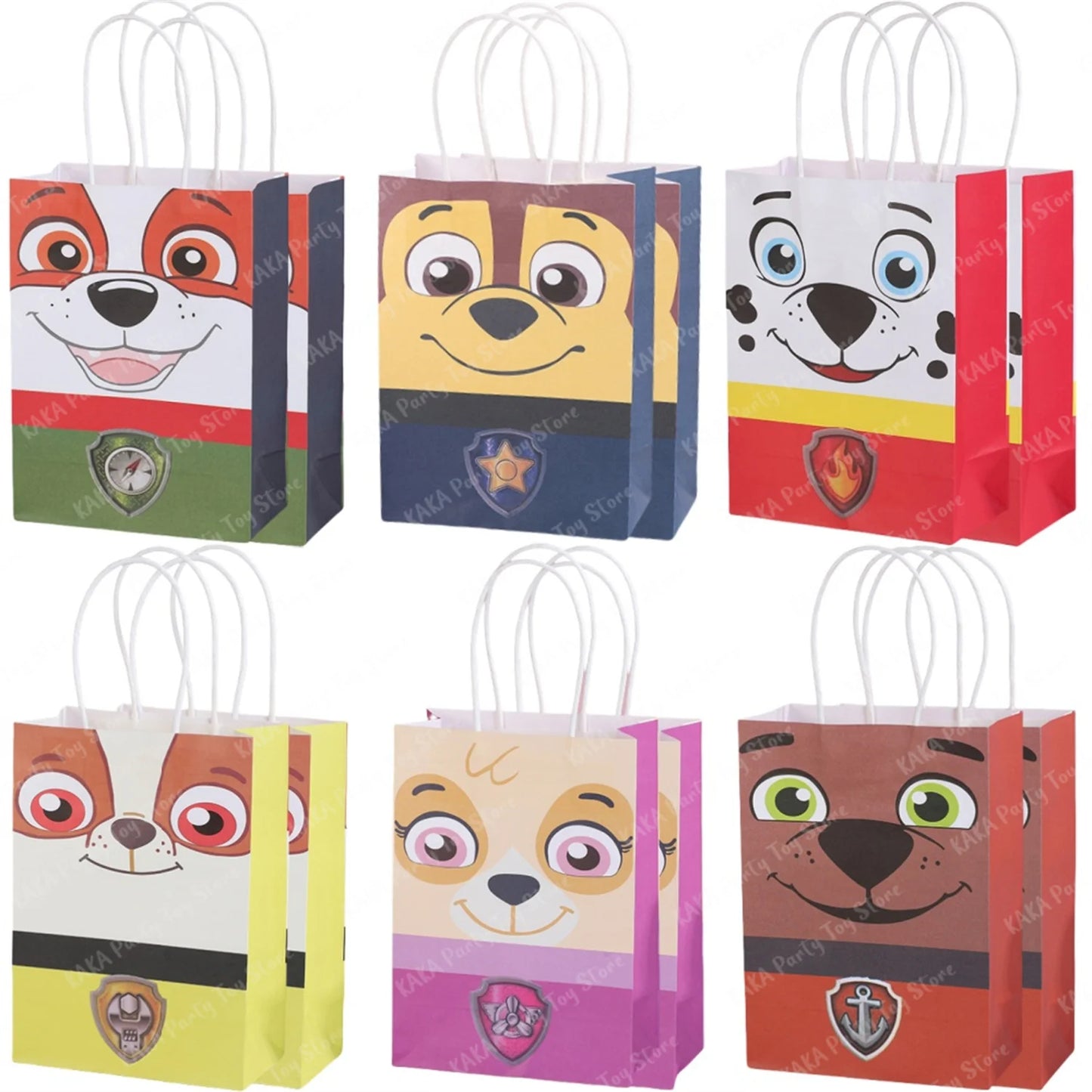 6/12Pcs PAW Patrol Party Gift Bags – Kids Birthday, Halloween & Christmas Candy Paper Bags – Baby Shower & Party Decoration Supplies for Boys & Girls
