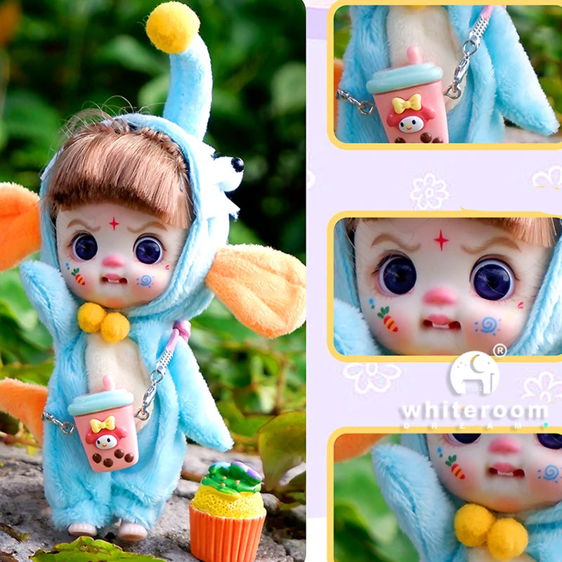 Mini Labbu Pocket Doll – Jointed Blythe-Style Boy & Girl Doll for Girls, Rainbow Ball Mobile Phone Decoration
