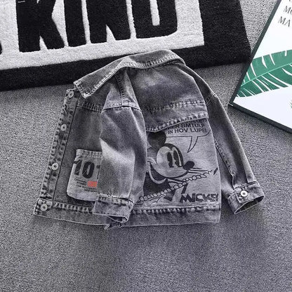 Mickey Denim Jacket for Kids – Cartoon Jean Coat for Boys & Girls, Stylish Autumn Outerwear