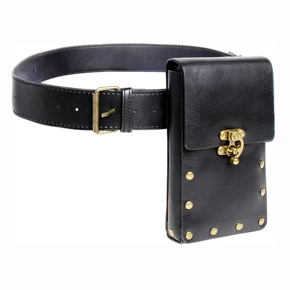 Renaissance Leather Belt Pouch Set – 3 Potion Bottles Holder for Medieval Festival, Halloween Costume