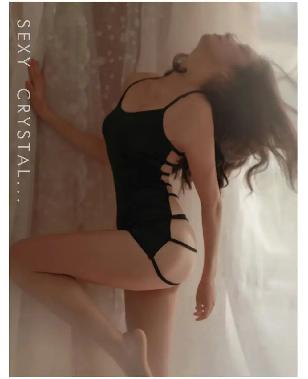 See-Through Mini Dress — Sexy Lace Lingerie, Transparent Women’s Suspender Dress for Night Club & Erotic Wear