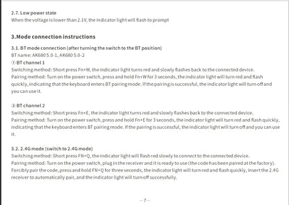 AJAZZ AK680 Mechanical Keyboard – 68 Key Wired/Wireless Bluetooth Gamer Keyboard with Hot-Swap Custom Gasket for PC and Laptop