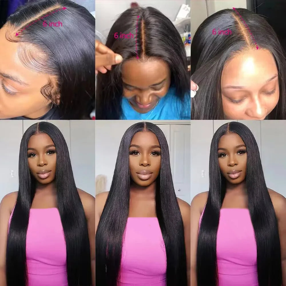 Queenlike Straight Human Hair Bundles – Brazilian Raw Hair Weave with 2x6 Deep Kim Closure