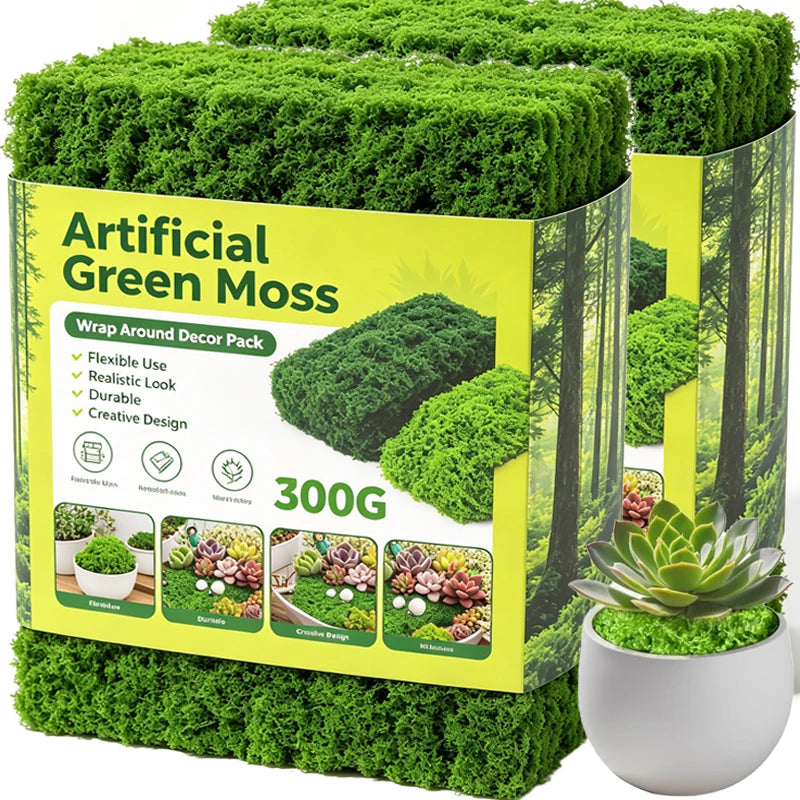 Artificial Green Moss Plants - Realistic Faux Moss Grass for Home, Garden Decor & DIY Crafts