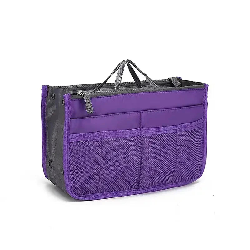 Women’s Nylon Makeup Organizer Insert Bag – Large Capacity Travel Cosmetic Handbag Liner & Tote Purse Organizer for Ladies