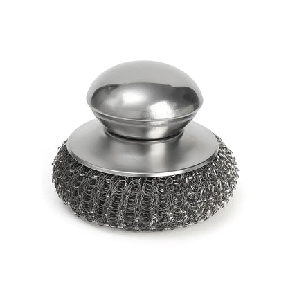 Stainless Steel Pot Brush with Handle – Heavy Duty Dishwashing Wire Ball for Pot & Pan Cleaning (5/1 Pcs)