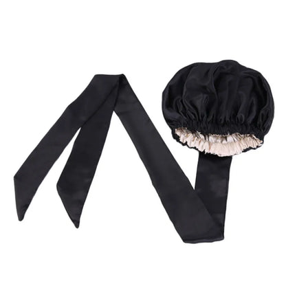 African Satin Lined Bonnet with Long Ribbon - Floral Ankara Print Head Wrap Turban Cap for Women