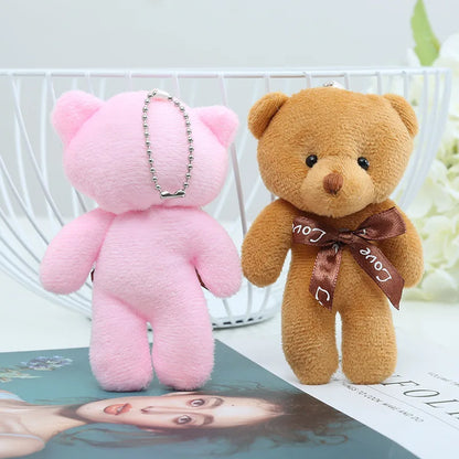 10pcs Mini Bear Plush Keychain — Soft Stuffed Doll Bag Pendant, Cute Toy for Wedding Decoration & Birthday Gift