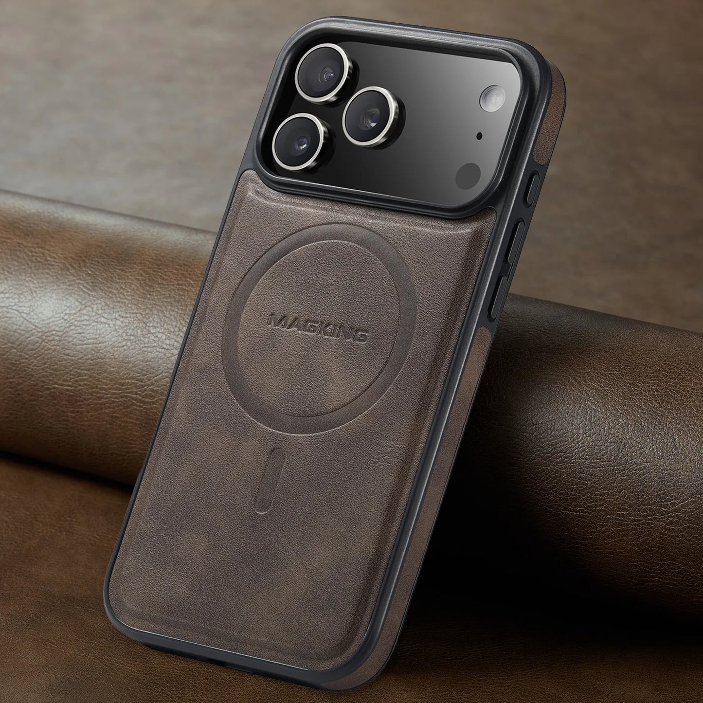 Leather MagSafe Phone Case - Magnetic Charging Shockproof Cover for iPhone 17 Air, 16, 15, 14, 13 & 12 Series