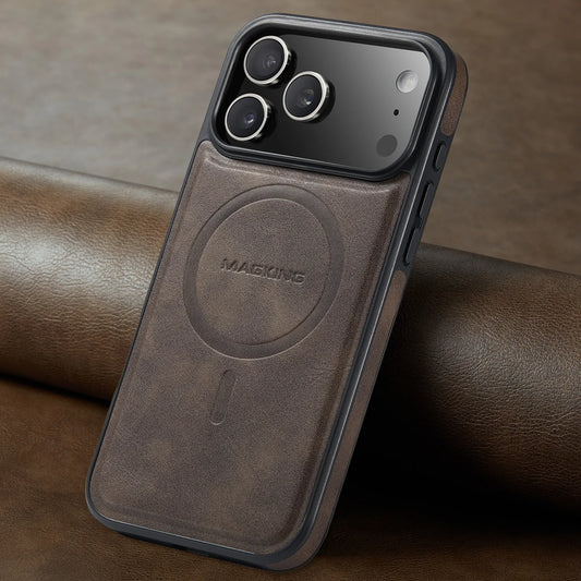 Leather MagSafe Phone Case - Magnetic Charging Shockproof Cover for iPhone 17 Air, 16, 15, 14, 13 & 12 Series