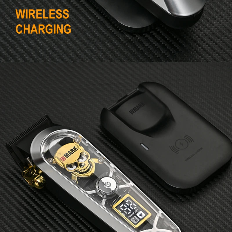 WMARK NG-130 Wireless Charging Hair Clipper – High Speed Professional Type-C Rechargeable Cutter with Charging Stand