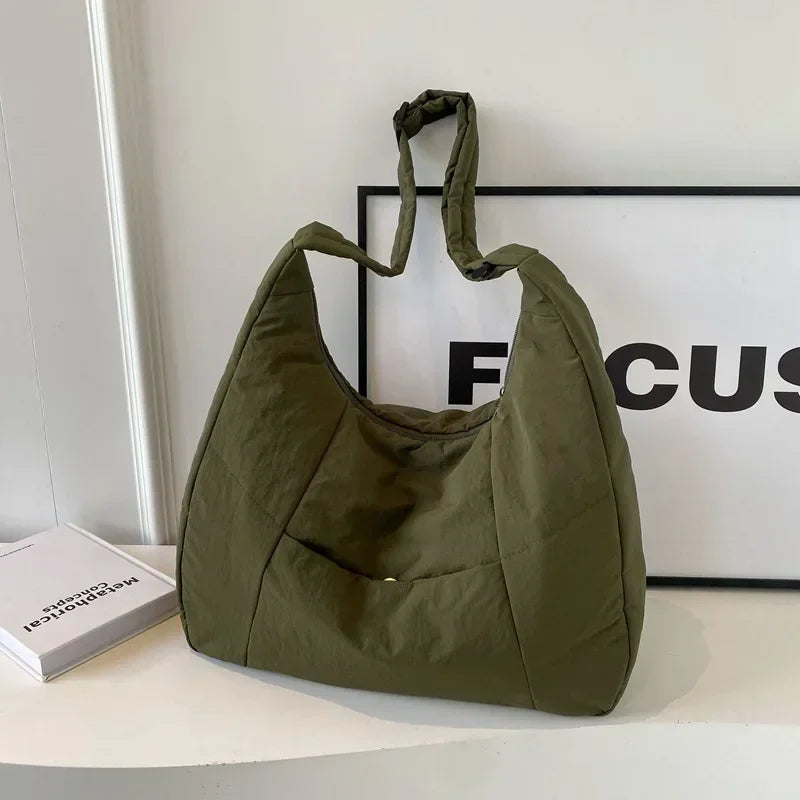 2025 Trendy Women's Soft Cloth Shoulder Bag – Solid Color, Y2K Casual Style, Crossbody Handbag for Students