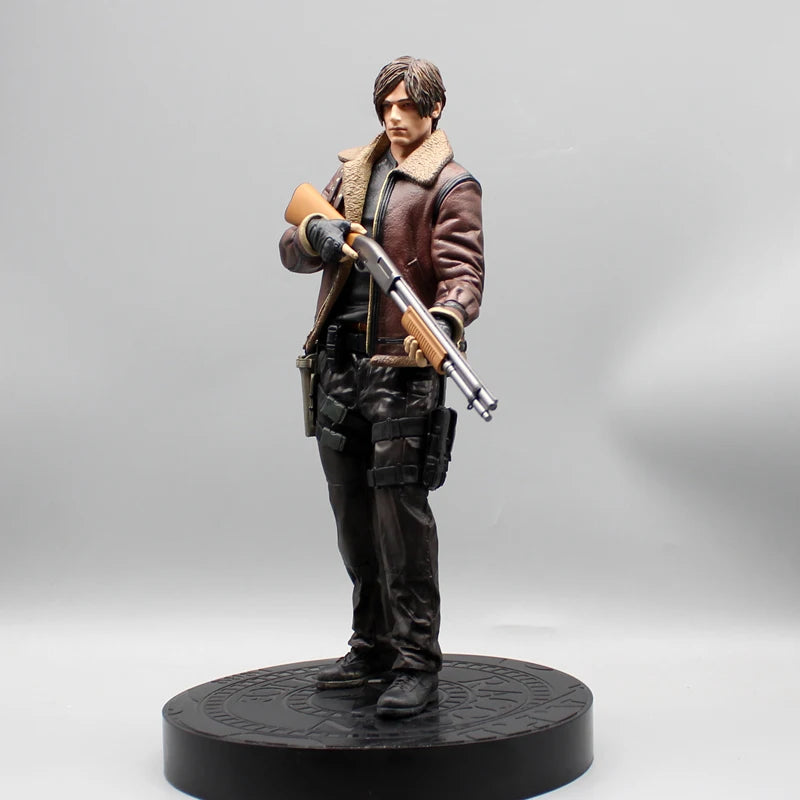 33cm Leon Zombie Hunter Leather Anime Figure – Boys’ Action Model Doll & Desk Decoration Statue
