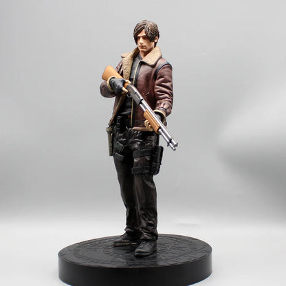 33cm Leon Zombie Hunter Leather Anime Figure – Boys’ Action Model Doll & Desk Decoration Statue
