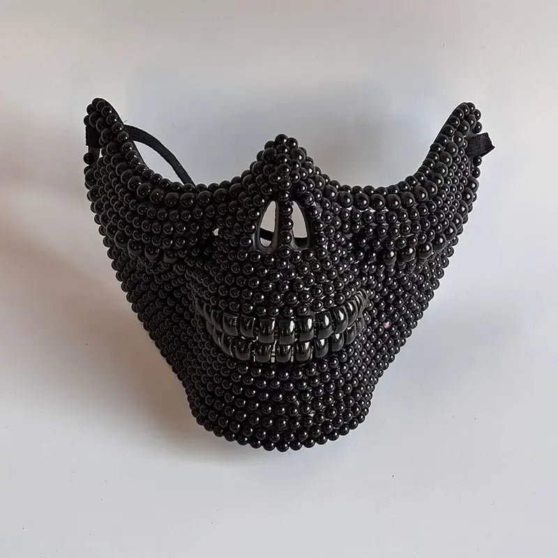 Ghost Rider Pearl Mask - Handmade Horror Half Face Halloween Carnival Mask