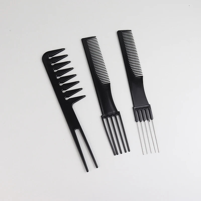 10pcs Black Hair Comb Set – 10 Different Designs, Multifunctional Anti-Static Hair Care Combs