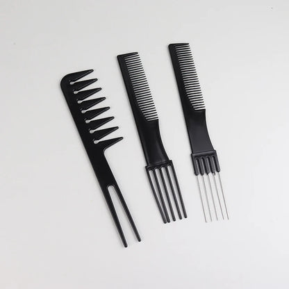 10pcs Black Hair Comb Set – 10 Different Designs, Multifunctional Anti-Static Hair Care Combs