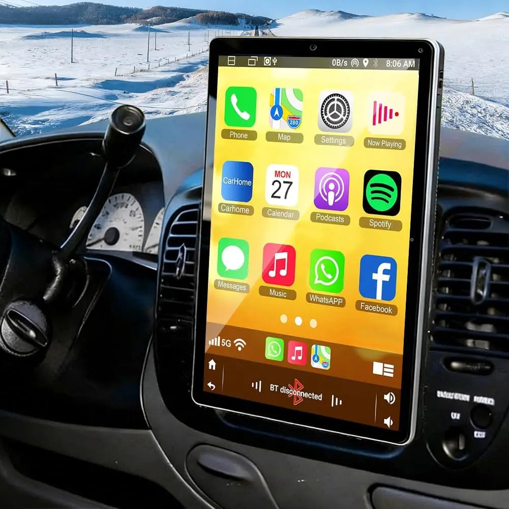 10 Inch Android 15 Car Stereo - Universal Double DIN Rotatable Touchscreen with Wireless CarPlay, GPS, Bluetooth, WiFi & Backup Camera Support