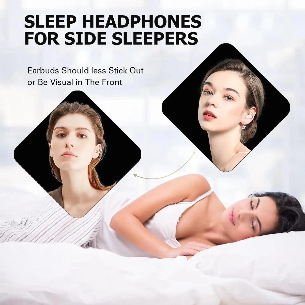 Bluetooth Sleep Earbuds - Tiny Wireless Earphones for Small Ears, Compact Side-Sleeping Audio Headphones