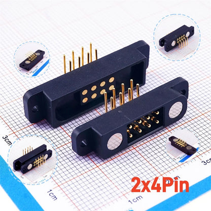Magnetic Pogo Pin Connector - 2A Spring Loaded Male Female 2.54mm DC Power Socket, 8/10/12/14/16/20 Position Contacts, 1/3/5 Pairs