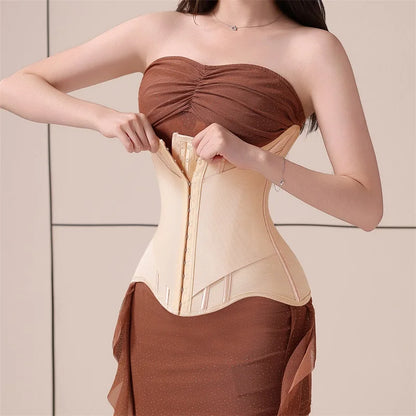 MiiOW U-Shaped Women’s Waist Trainer Corset – Buttoned Steel Bone Shaper for Breast Lift & Slimming Shapewear