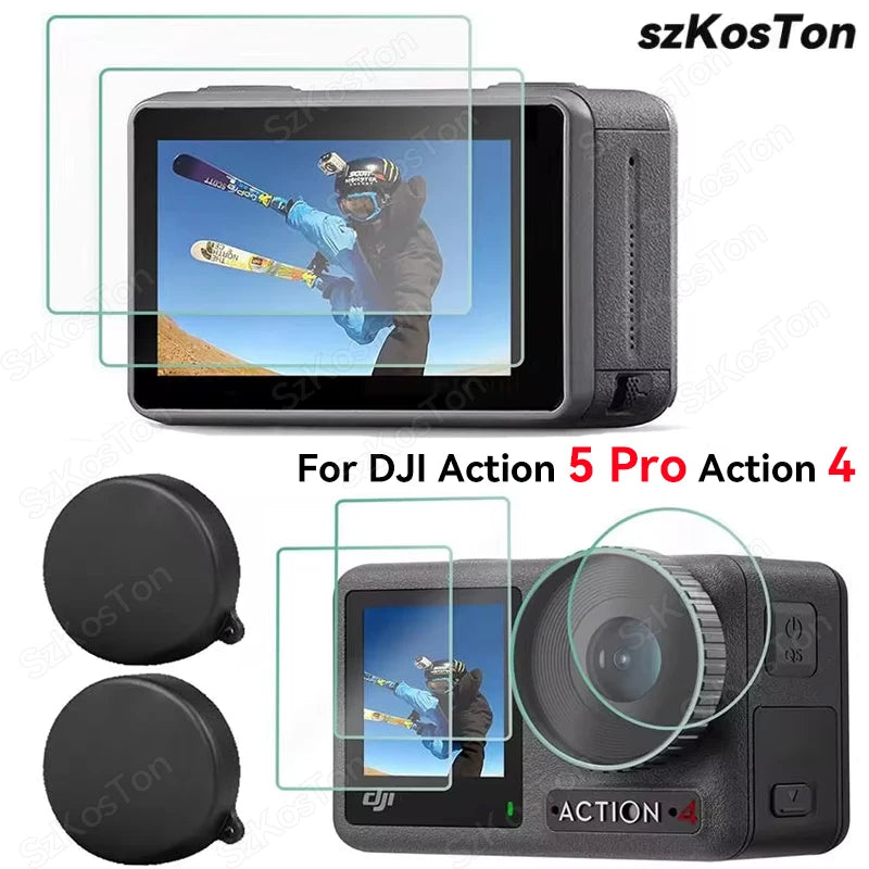 Silicone Camera Lens Dust Cover for DJI Osmo Action 4/5 Pro – Non-Slip Lens Protector with Tempered Film Accessory