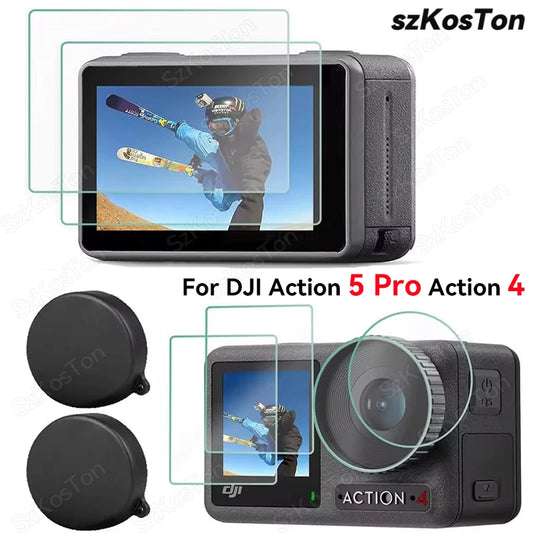 Silicone Camera Lens Dust Cover for DJI Osmo Action 4/5 Pro – Non-Slip Lens Protector with Tempered Film Accessory