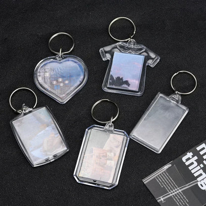 Clear Acrylic Photo Frame Keychains – Blank Rectangle Keyrings for Double-Sided Photos, DIY Supplies (5-100PCS)