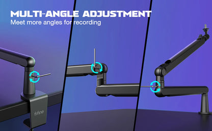 FIFINE Adjustable Low-Profile Desk Microphone Arm Stand – Suspension Boom with Cable Management for K688, Ampligame & AM8-BM88
