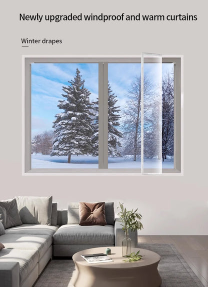 Winter Insulated Window Curtains – Thick Transparent Plastic, Windproof & Cold-Proof Sealing Screens