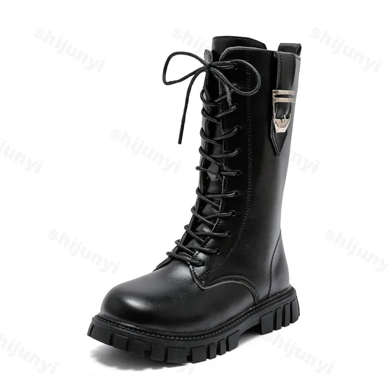 2025 Kids Knee-High Boots – Autumn British Style Girls’ Princess Boots, Zipper, Comfortable, Non-Slip & Buckle Design
