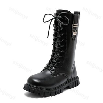 2025 Kids Knee-High Boots – Autumn British Style Girls’ Princess Boots, Zipper, Comfortable, Non-Slip & Buckle Design