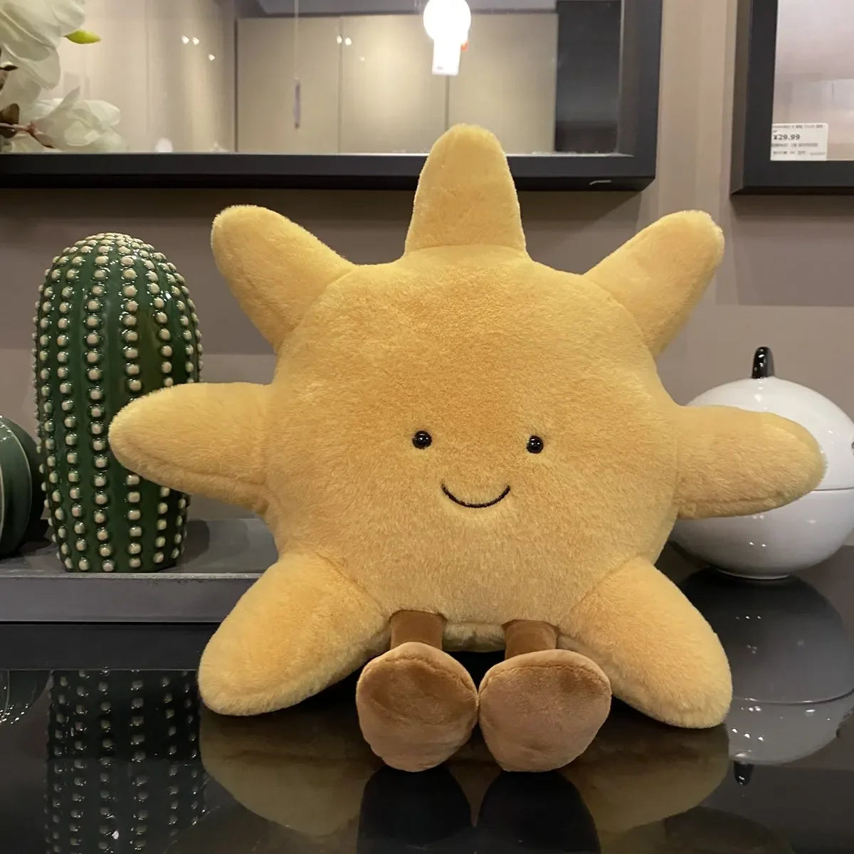 Smile Face Moon & Sun Plush Cushion – Cute Weather Stuffed Toy for Kid's Bedroom Decor & Sofa Throw Pillow
