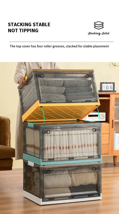 Foldable Transparent Storage Trunk – Large Capacity Plastic Organizer for Clothes and Home Wardrobe