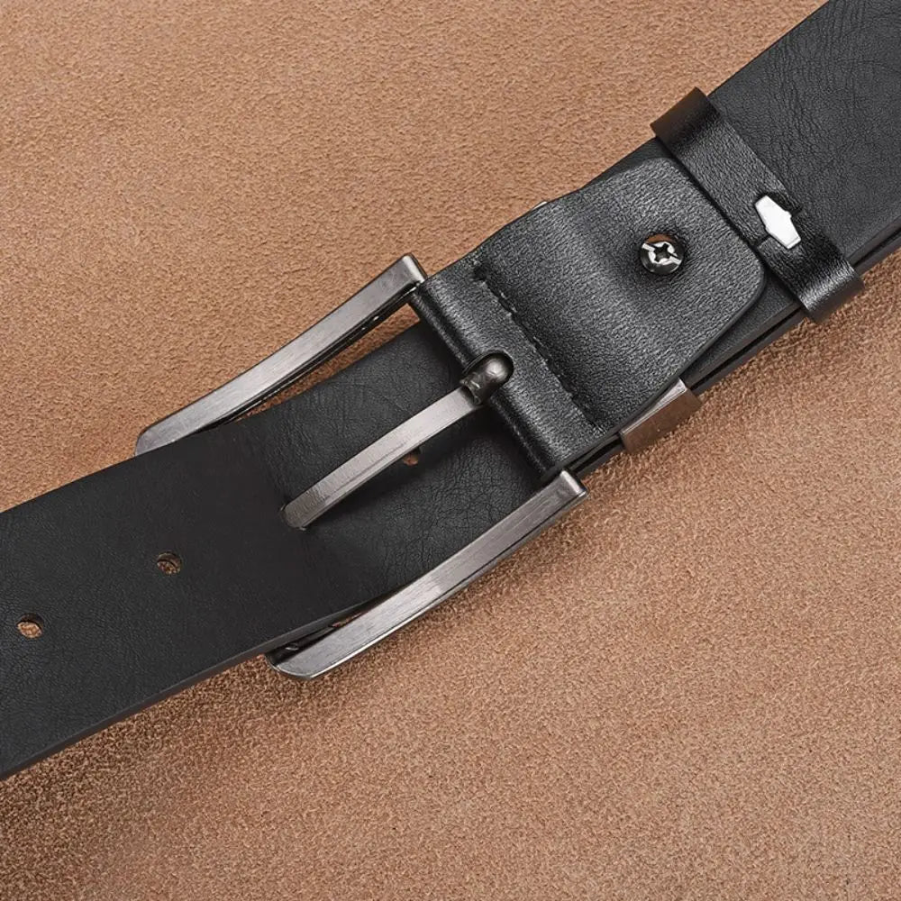 2024 Men’s Genuine Leather Belt – High-Quality Cowskin Casual & Business Buckle Waistband