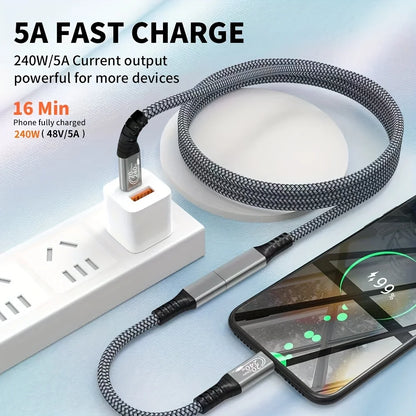10ft USB-C Extension Cable – 240W Fast Charging, 20Gbps Data Transfer, 4K Video Compatible with USB-C 3.2 Devices
