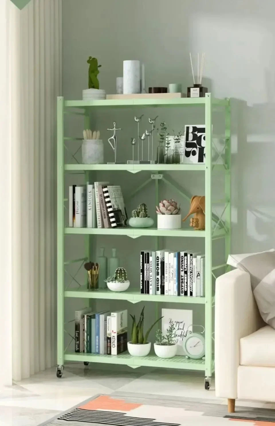 Foldable Kitchen Storage Rack – Large Multi-Layer Metal Shelf with Movable Iron Frame for Multifunctional Use
