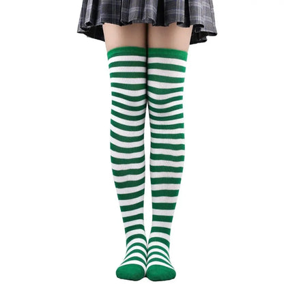 Women's Striped Knee-High Socks – Anime Cosplay Thigh-High Stockings for Girls & Women