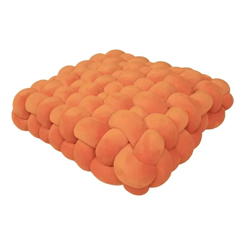 Knotted Square Cushion – Nordic Aesthetic Hand-Made Plush Pillow for Office Chair & Decorative Sleeping Back Support