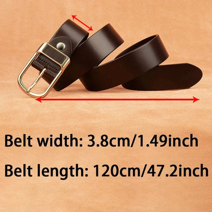 Genuine Leather Men's Belt – High-Quality Buckle, Cowskin Casual & Business Waistband, Cowboy Fashion Designer 2024 New